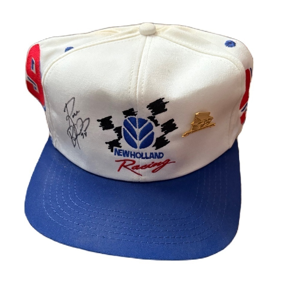 Vintage New Holland Racing Hat Signed Ron Barfield W/ Pin #94 SnapBack NASCAR
